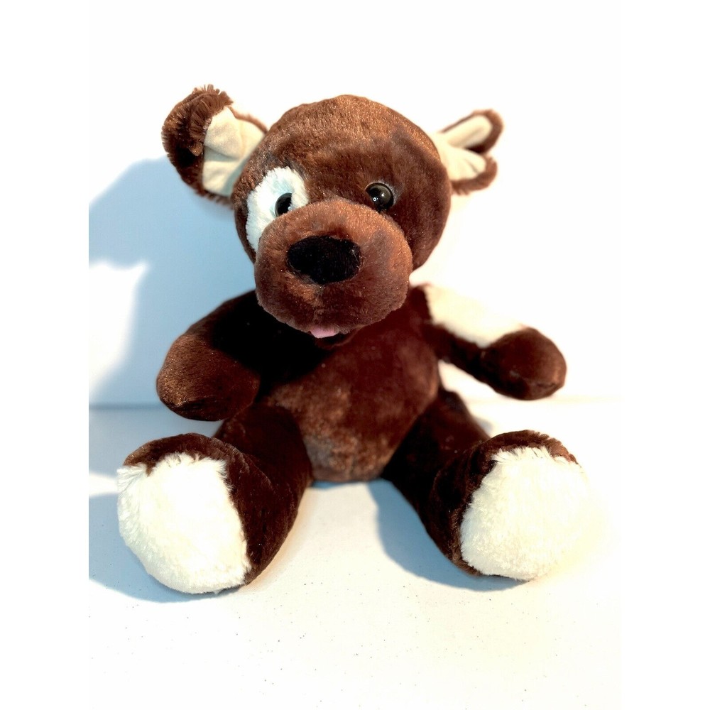 Build-A-Bear BABW Fudge Pup Dark Brown White Spot Over Eye Plush Dog RETIRED